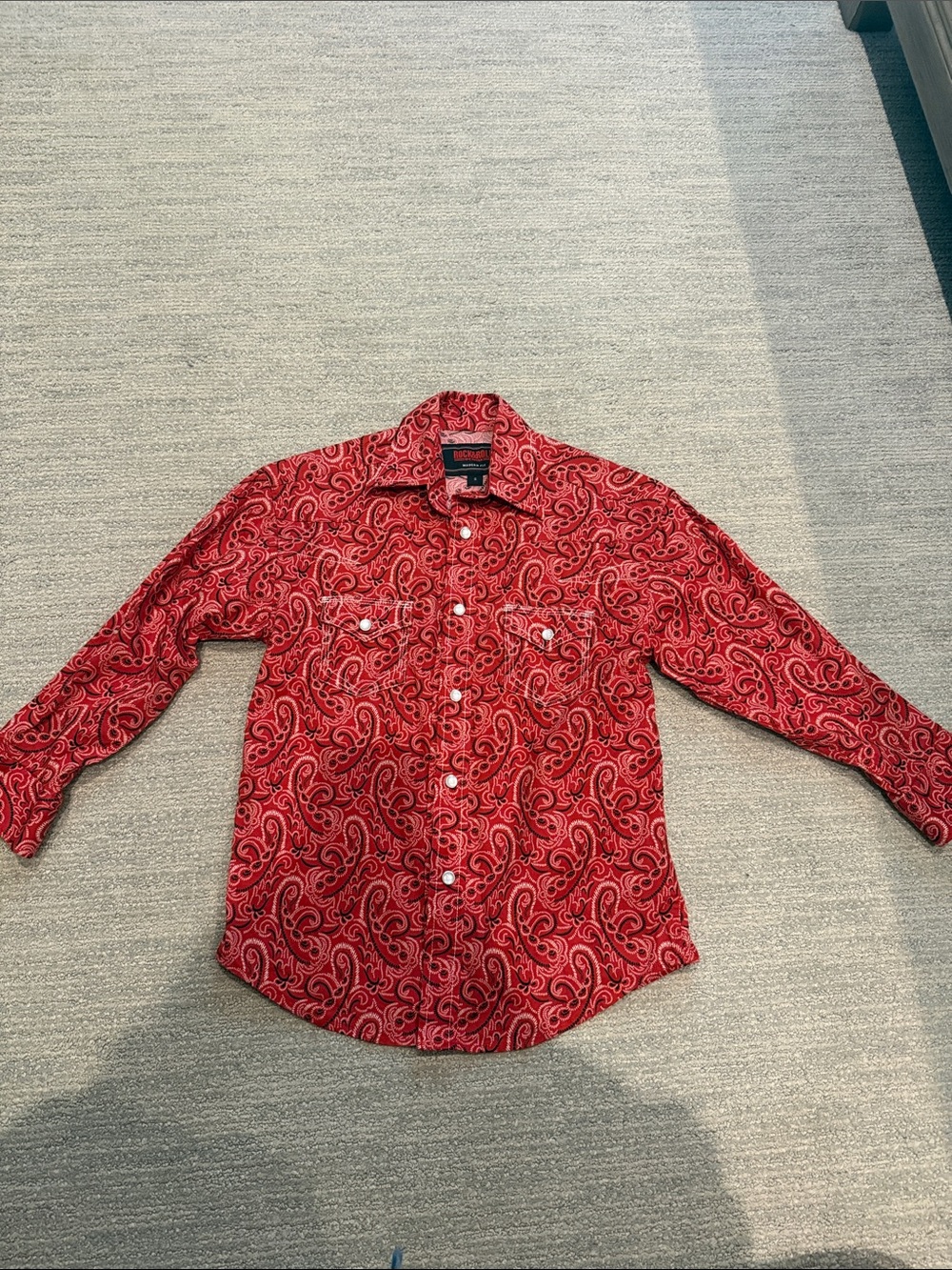 Rock & Roll Denim Boy’s Red Paisley Pearl Snap Shirt